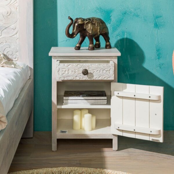 Furnliv Persia Solid Wood Carved Bedside (Left Opening) - Image 4