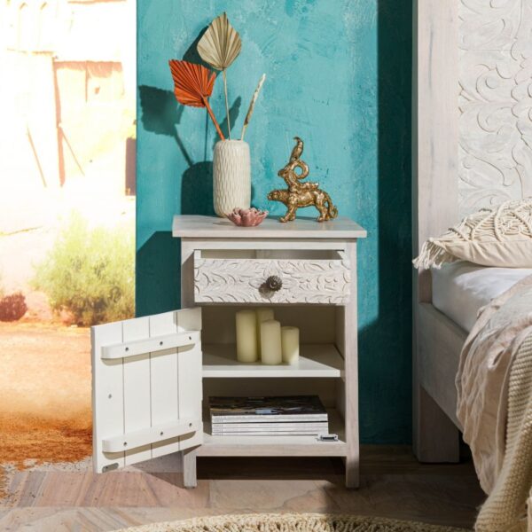 Furnliv Persia Solid Wood Carved Bedside (Right Opening) - Image 5