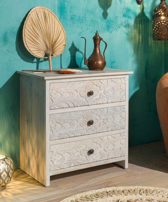 Furnliv Persia Solid Wood Carved Chest of Drawers