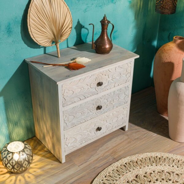 Furnliv Persia Solid Wood Carved Chest of Drawers