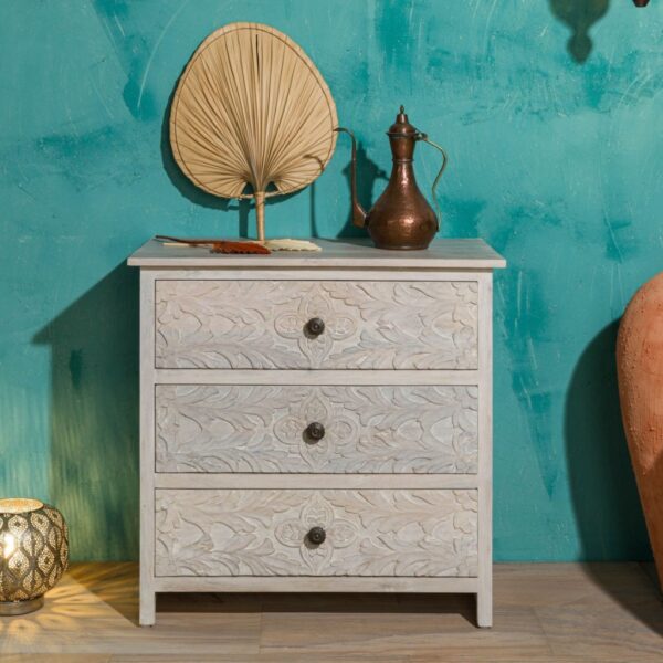 Furnliv Persia Solid Wood Carved Chest of Drawers