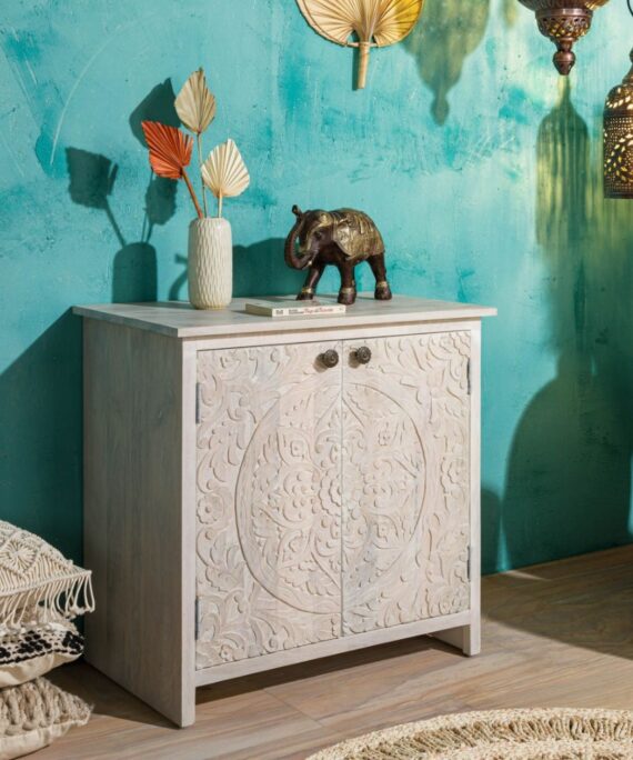 Furnliv Persia Solid Wood Carved Two Door Cabinet