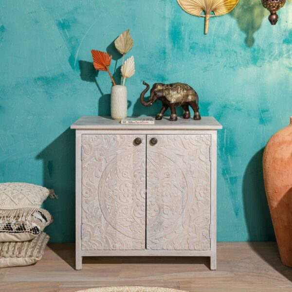 Furnliv Persia Solid Wood Carved Two Door Cabinet - Image 3