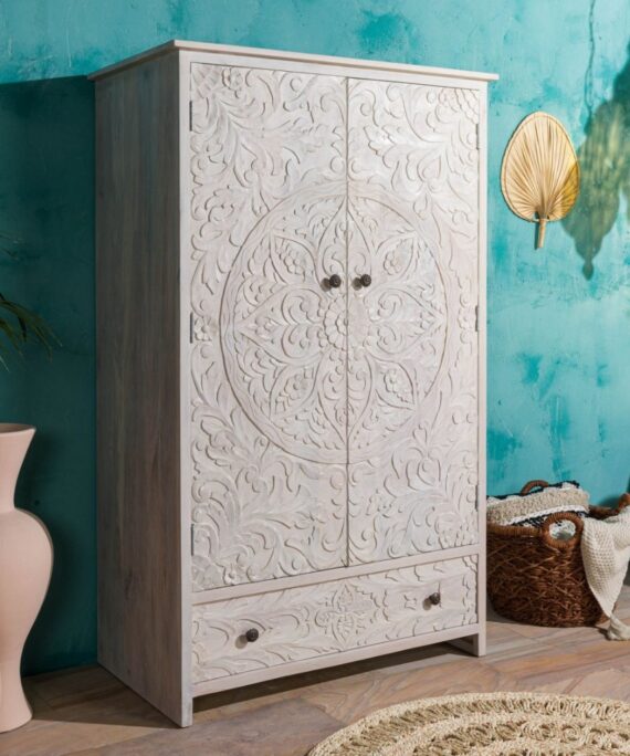 Furnliv Persia Solid Wood Carved Wardrobe