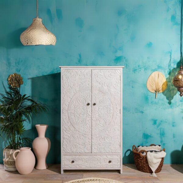 Furnliv Persia Solid Wood Carved Wardrobe - Image 3