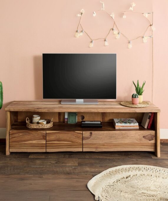 Furnliv Ranthambhor Sheesham Wood Three Drawers TV Unit