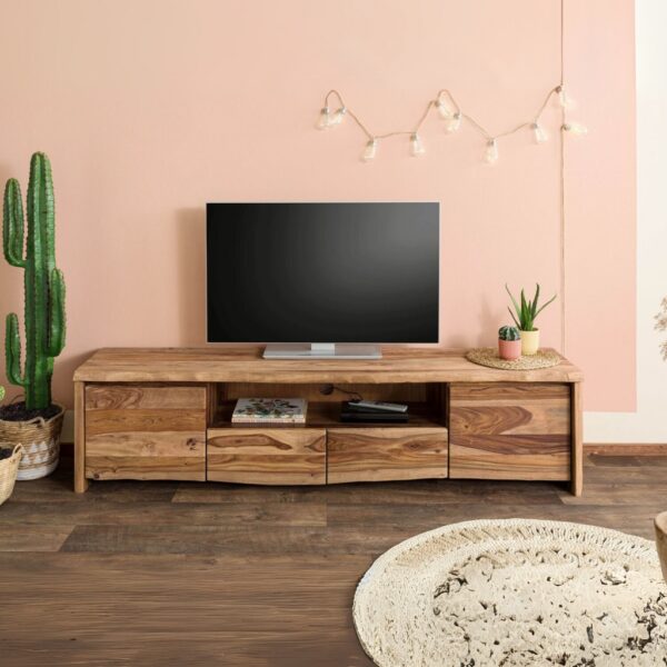 Furnliv Ranthambhor Sheesham Wood Two Door Two Drawer TV Unit Large
