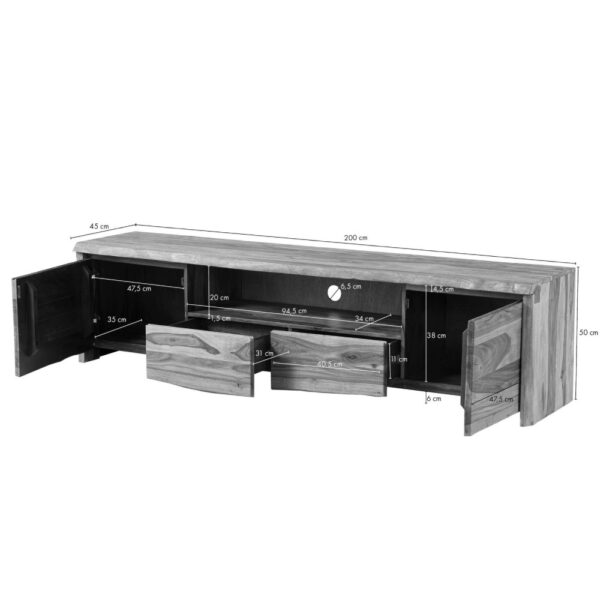 Furnliv Ranthambhor Sheesham Wood Two Door Two Drawer TV Unit Large - Image 7