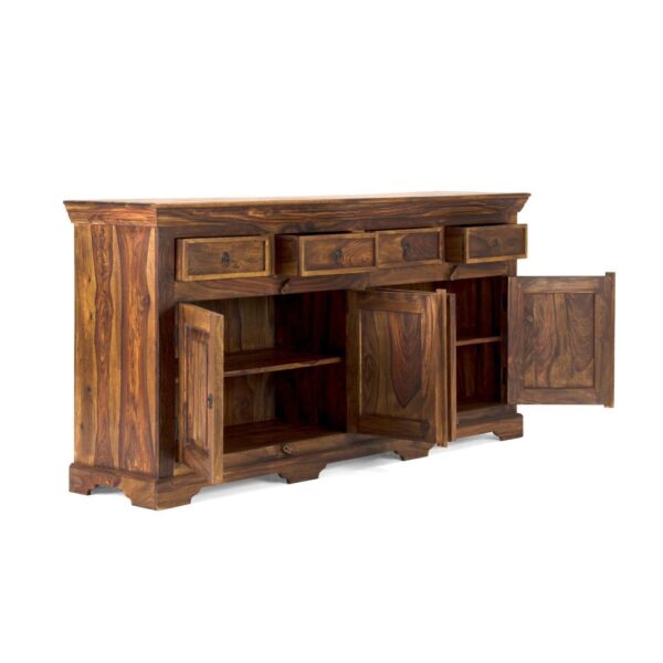 Furnliv Rustic Solid Sheesham Wood 4 Doors Sideboard #04 - Image 3