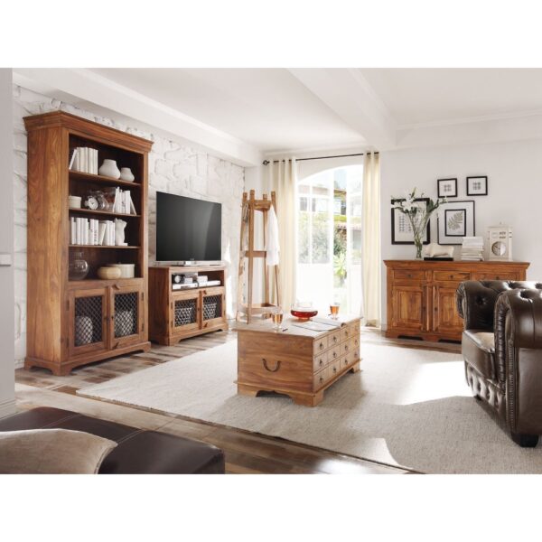 Furnliv Rustic Solid Sheesham Wood 4 Doors Sideboard #04 - Image 6