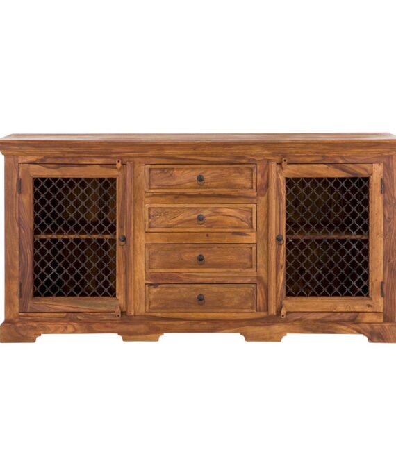 Furnliv Rustic Solid Sheesham Wood 2 Doors 4 Drawers Sideboard #05