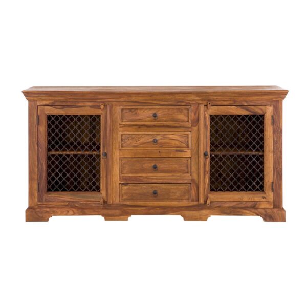 Furnliv Rustic Solid Sheesham Wood 2 Doors 4 Drawers Sideboard #05