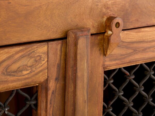 Furnliv Rustic Solid Sheesham Wood Bookcase With Metal Doors #10 - Image 5