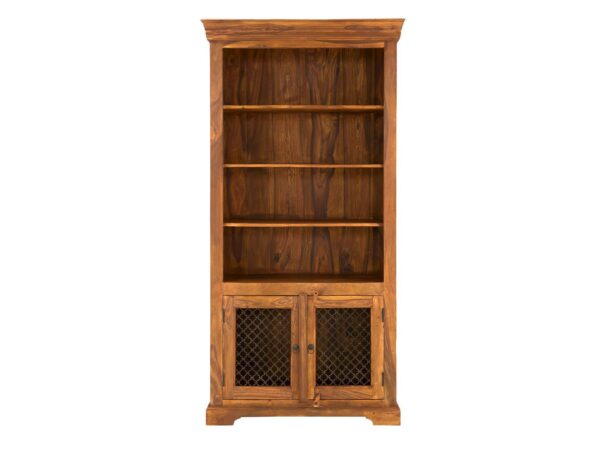 Furnliv Rustic Solid Sheesham Wood Bookcase With Metal Doors #10