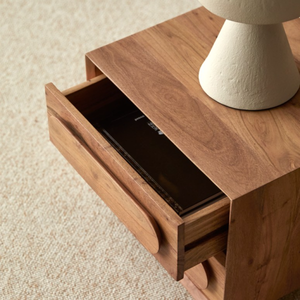 Furnliv Cisco Two-Drawer Premium Acacia Wood Bedside #05 - Image 2