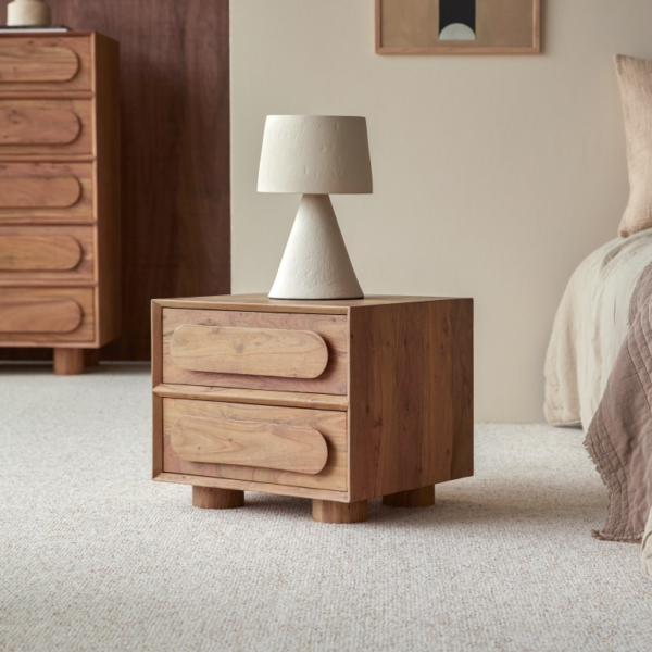 Furnliv Cisco Two-Drawer Premium Acacia Wood Bedside #05 - Image 4