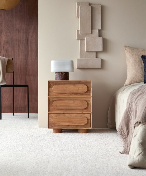 Furnliv Cisco Three-drawer Premium Acacia Wood Bedside #04
