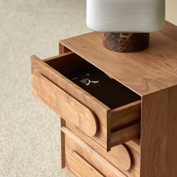 Furnliv Cisco Three-drawer Premium Acacia Wood Bedside #04 - Image 2