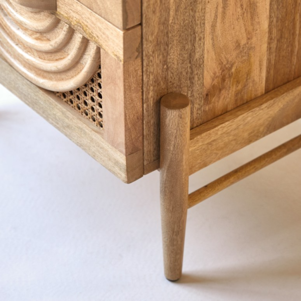Furnliv Vratta Solid Mango Wood Bedside Table With Cane - Image 5