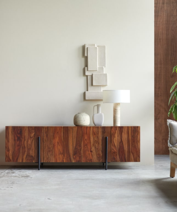 Furnliv Tolka Solid Sheesham Wood Low Sideboard #03
