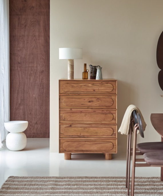 Furnliv Cisco Solid Acacia Wood Chest Of Drawer #01