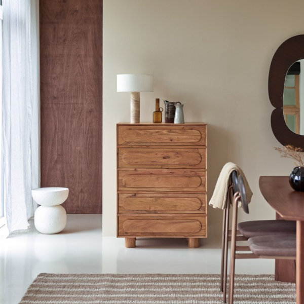 Furnliv Cisco Solid Acacia Wood Chest Of Drawer #01