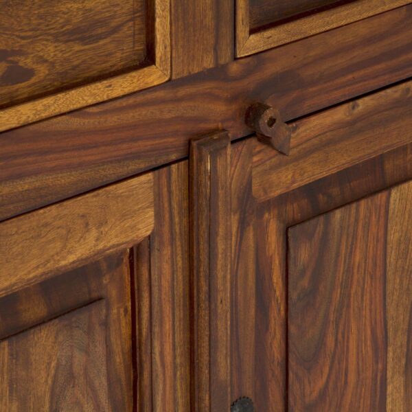 Furnliv Rustic Solid Sheesham Wood 4 Doors Sideboard #04 - Image 8
