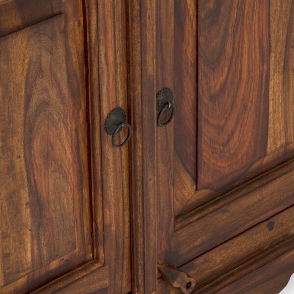 Furnliv Rustic Solid Sheesham Wood 4 Doors Sideboard #04 - Image 9