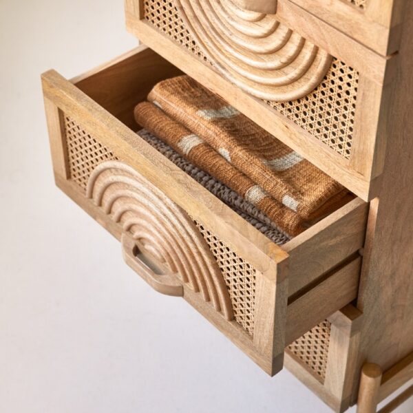 Furnliv Vratta Mango Wood Chest Of Drawers with Cane - Image 2