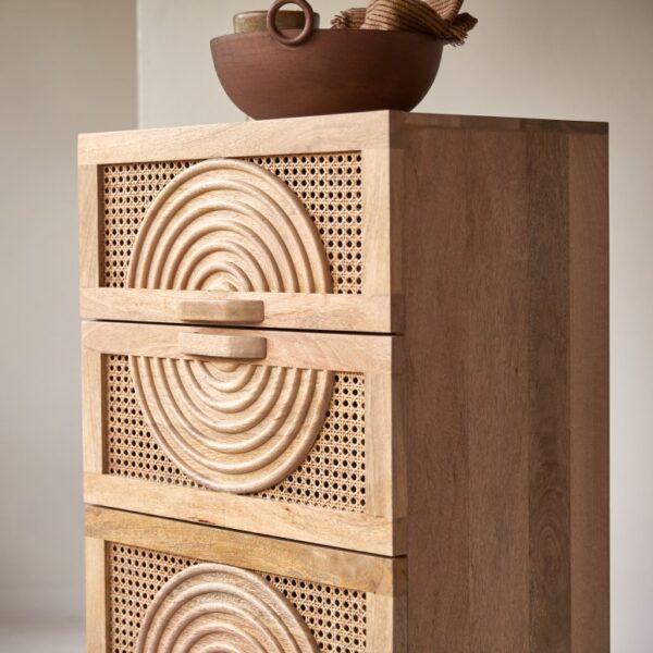 Furnliv Vratta Mango Wood Chest Of Drawers with Cane - Image 5