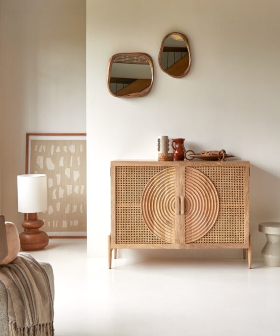 Furnliv Vratta Solid Mango Wood Sideboard with Cane