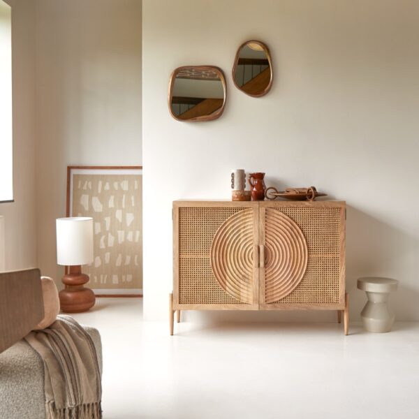 Furnliv Vratta Solid Mango Wood Sideboard with Cane