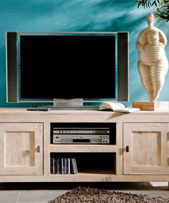 Furnliv Fade White Acacia Wood TV Unit #01