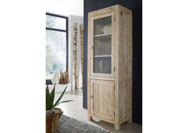 Furnliv Fade White Solid Acacia Wood Display Cabinet #09 - Image 2