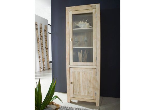Furnliv Fade White Solid Acacia Wood Display Cabinet #09