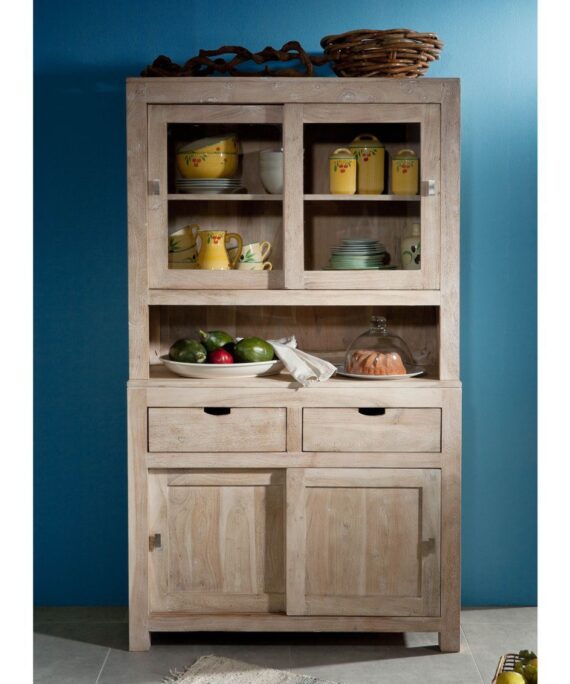 Furnliv Fade White Solid Acacia Buffet Cabinet #04