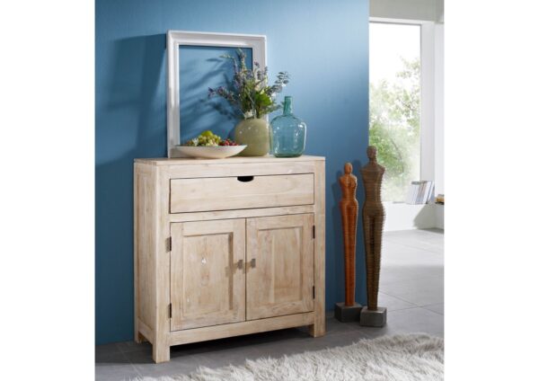 Furnliv Fade White Solid Acacia Wood Two Door Cabinet #08 - Image 2