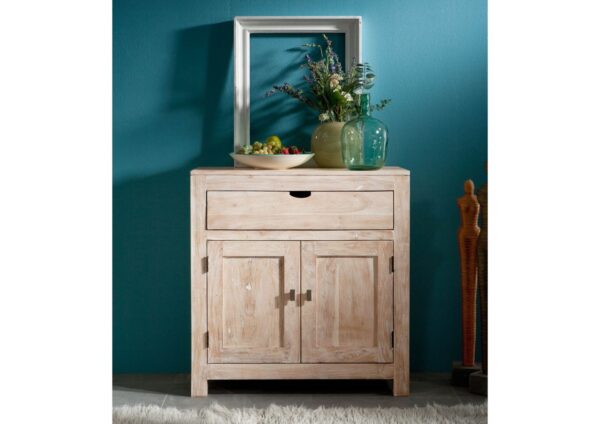 Furnliv Fade White Solid Acacia Wood Two Door Cabinet #08