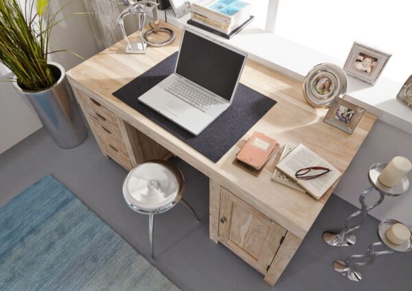 Furnliv Fade White Solid Acacia Wood Desk #02 - Image 4