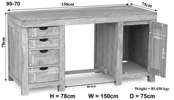 Furnliv Fade White Solid Acacia Wood Desk #02 - Image 6