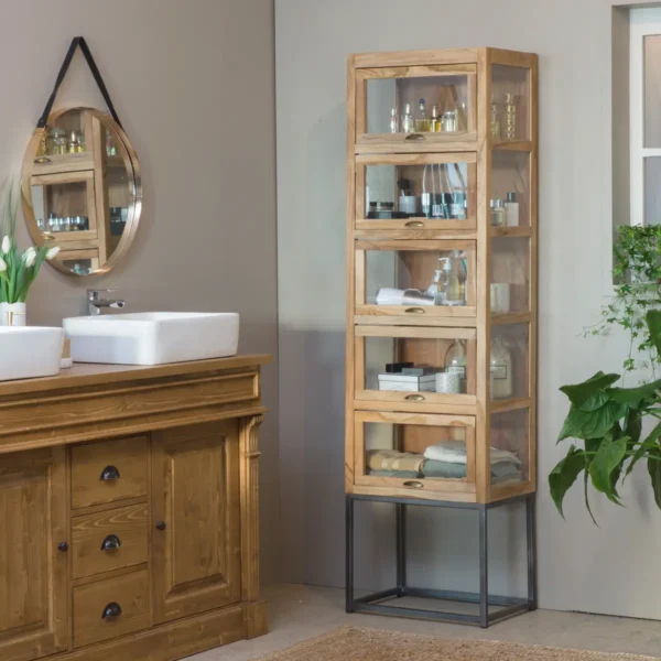 Furnliv Albert Acacia Wood And Metal Display Cabinet #02