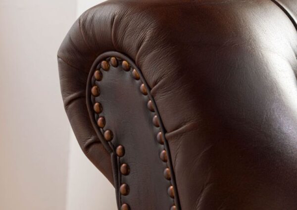 Furnliv Chesterfield Leather Single Seater Sofa Dark Brown - Image 5