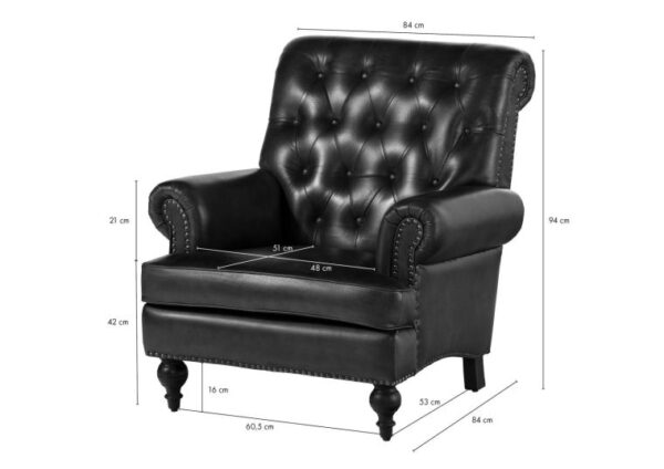 Furnliv Chesterfield Leather Single Seater Sofa Dark Brown - Image 8
