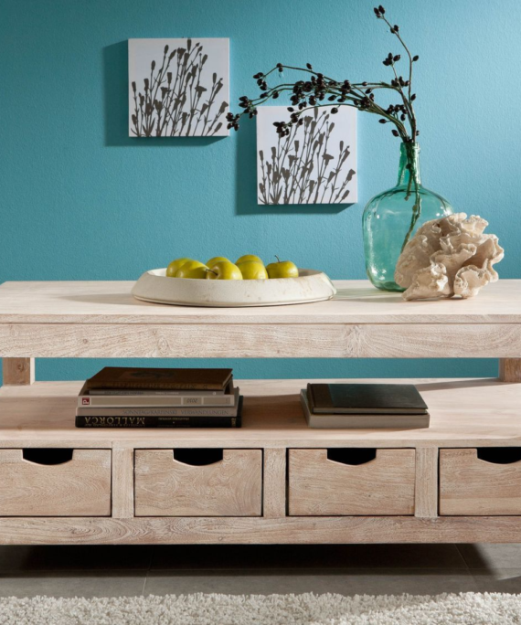 Furnliv Fade White Solid Acacia Wood Coffee Table #03