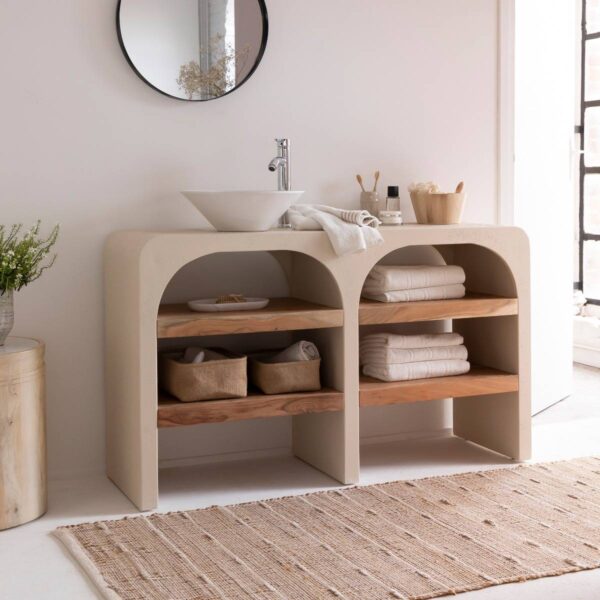 Furnliv Fade Natural Solid Wood Vanity Unit #07