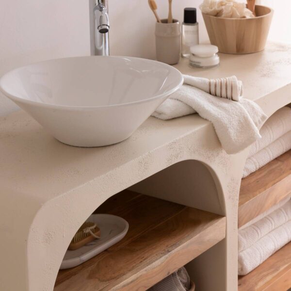 Furnliv Fade Natural Solid Wood Vanity Unit #07 - Image 5