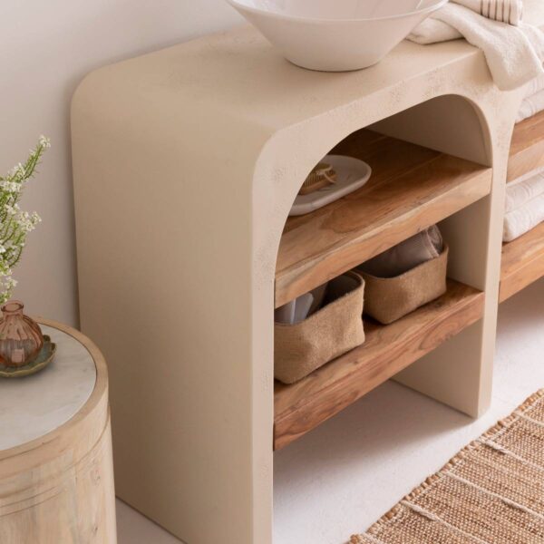 Furnliv Fade Natural Solid Wood Vanity Unit #07 - Image 4