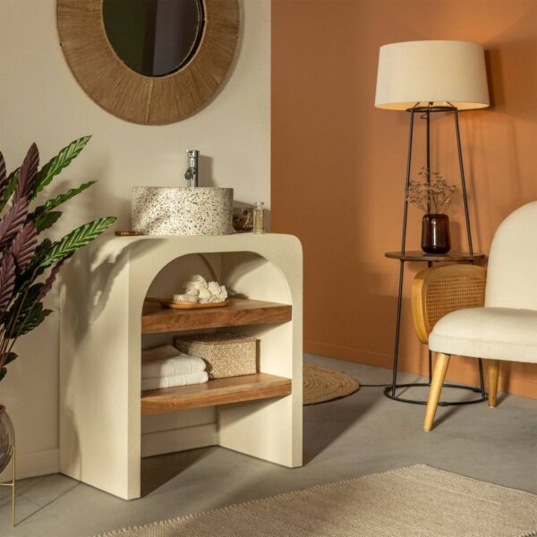Furnliv Fade Natural Solid Wood Small Vanity Unit #06