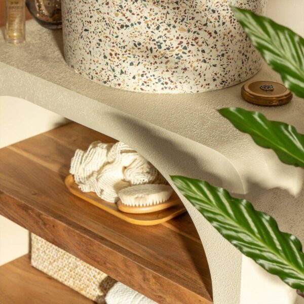 Furnliv Fade Natural Solid Wood Small Vanity Unit #06 - Image 3