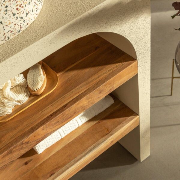 Furnliv Fade Natural Solid Wood Small Vanity Unit #06 - Image 6